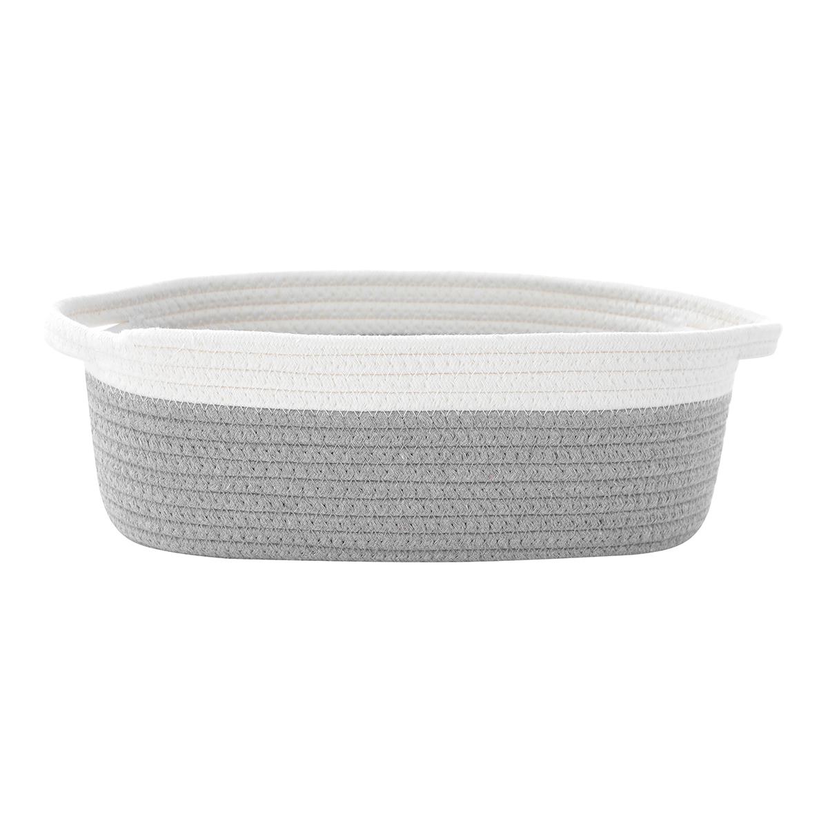

AB-029 Storage Basket Natural Cotton Rope Woven Organizer Box for Baby Nursery,Toys,Books Grey