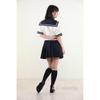 A&TCollection Women's Period High School Uniform 2 Short Sleeve Sailor Uniform, Navy Blue and White, Size M, Cosplay Costume