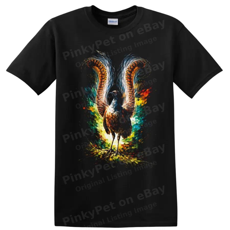 Pheasant Bird T Shirt Colorful Fire Wings Fantasy Art Graphic Tee Gift Unisex