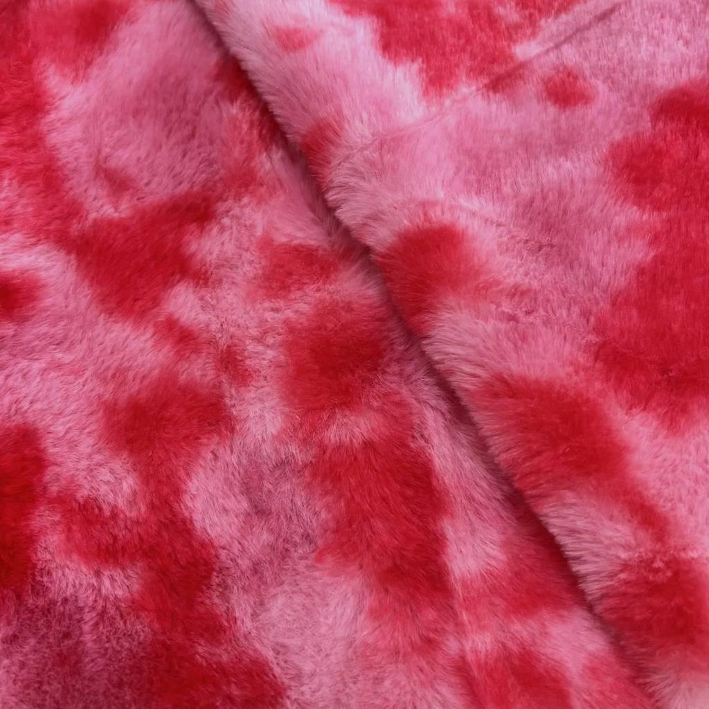 Colorful Tie-Dye Rabbit Fur Print Plush Fabric, 10mm - Ideal for Toy and Clothing Design
