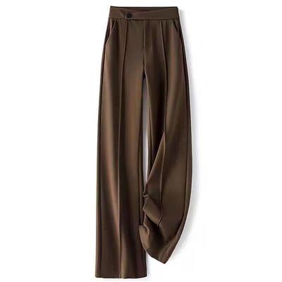 Khaki Wide-Leg Micro-Flare Women's Spring 2025 Slimming Drape Pants