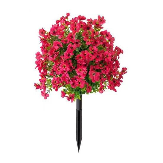 Artificial Topiary Ball Tree with Violet Flowers Outdoor Faux Shrubs with Ground Spike UV Resistant Fake Bushes for Front Porch Garden Planter Decor