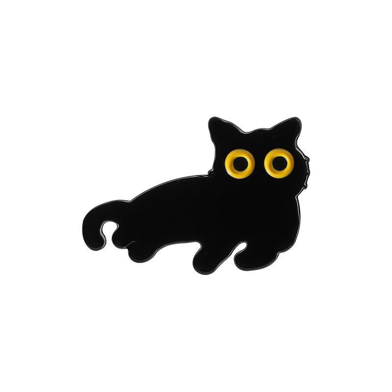 Cute Big Eyes Black Cat Enamel Pin Kawaii Kitty Cartoon Animal Brooches Lapel Backpack Badge Funny Jewelry Gifts For Friends