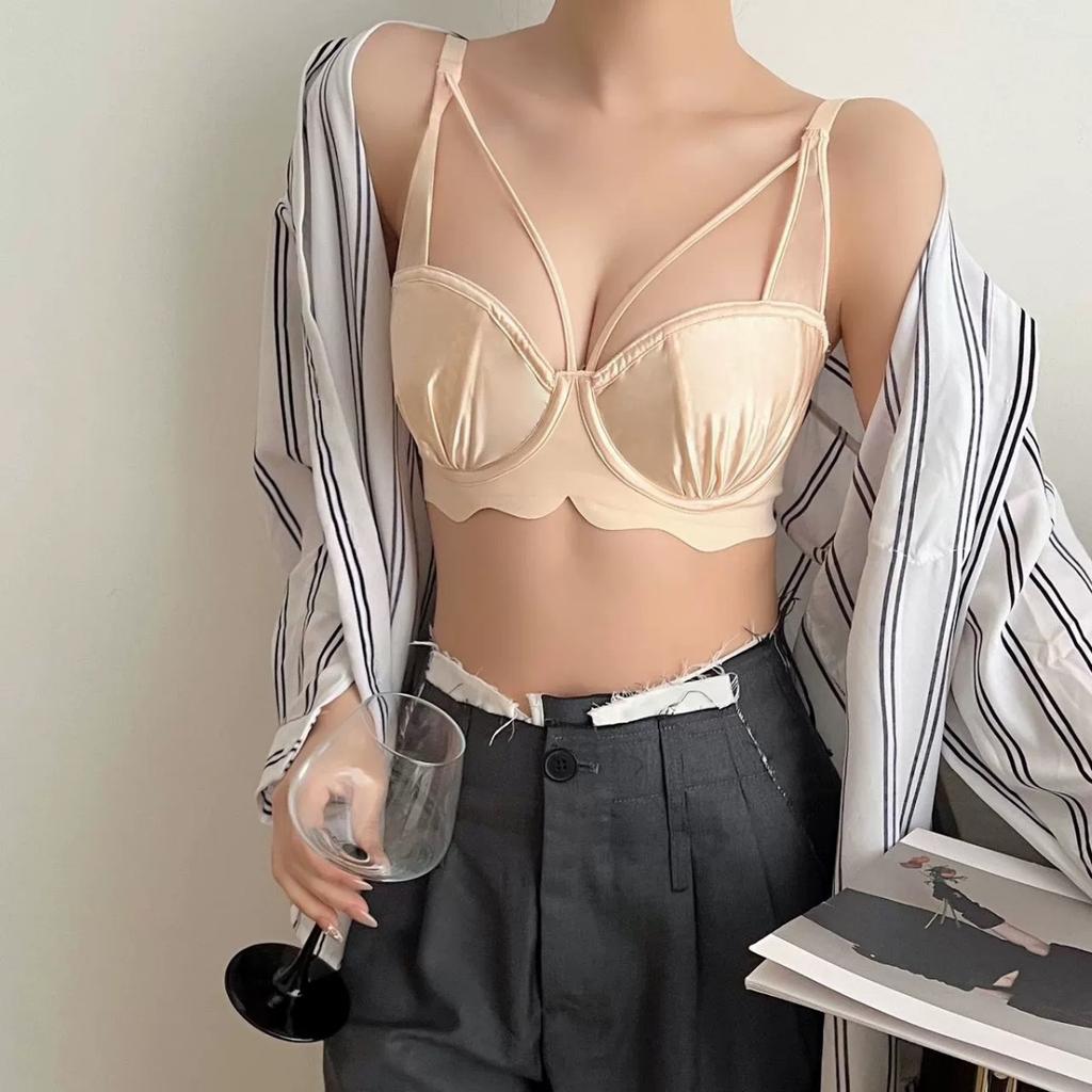 Styl Czystego Pożądania Cienka Bielizna Duży Biust Mały Biust Miękki Pierścień Kształtujący Piersi Bezszwowy Biustonosz