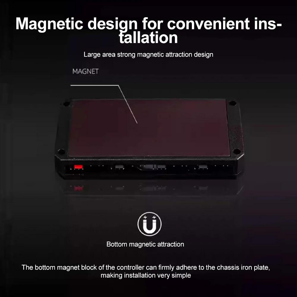 1 to 9 Port 5V 3Pin ARGB PWM Fan Hub Adapter with ARGB Controller PC Cooling Fan Hub Splitter SATA Power Supply PWM Magnetic Hub