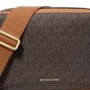 Michael Kors Bryant Signature Logo Print Faux Leather Crossbody Shoulder Bag Medium Women's Dark Brown and Acorn Brown