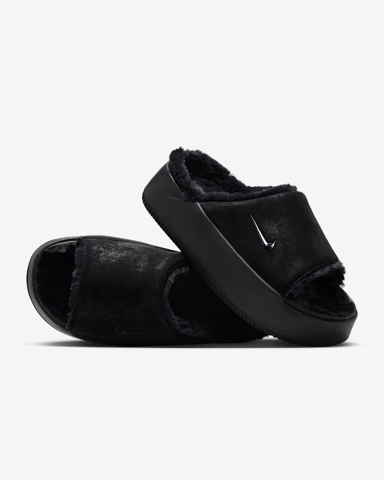 HV8560-001 Nike Calm Elevation Fur Slides Black (Women s) 6W