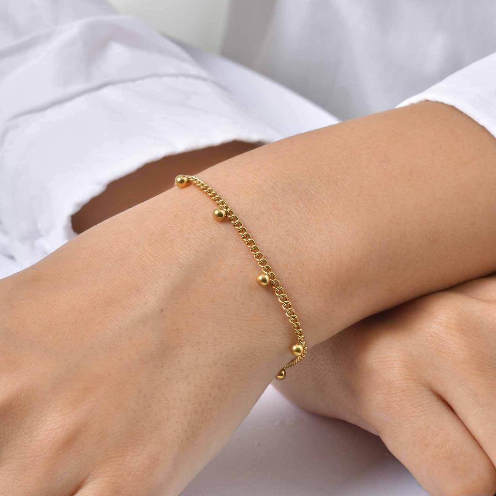 Stainless Steel Grinding Chain Round Bead Y-Shaped Fringed Necklace Bracelet Nc-2101
