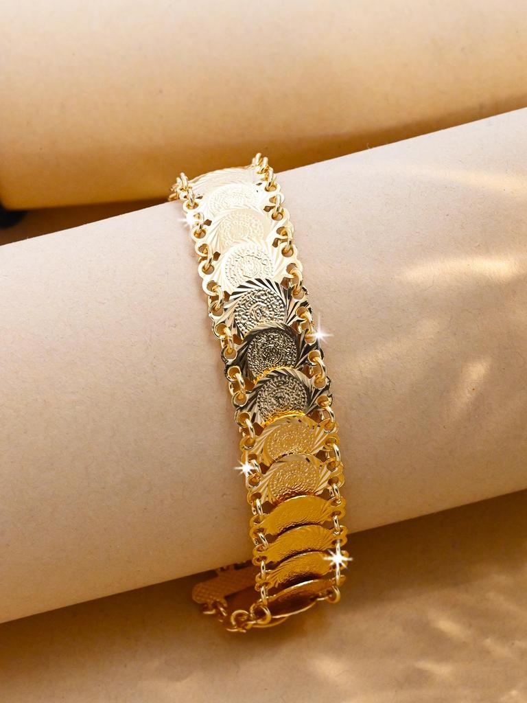 24K Gold Coin Bracelet: Luxury Women's Jewelry for Parties and Gifts, Inspired by Dubai Style