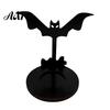 Dark Festive Table Centerpiece Halloween Wooden Candle Holder, Black Hollow Crow Spider Tealight Display Party Atmosphere Decor Stand, Gothic
