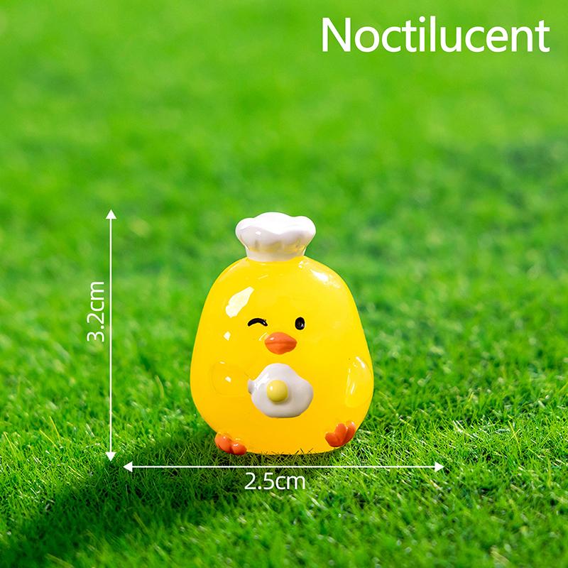 Cartoon Cute Noctilucent Yellow Chicken Ornaments Creative Resin Crafts Creative Cartoon Animal Model Decoration Accessories