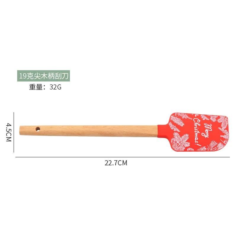 Jul Non-Stick Silikon Tårtslev Trähandtag Choklad Smör Mixer Konditorikräm Skrapa Bakning Kökstillbehör