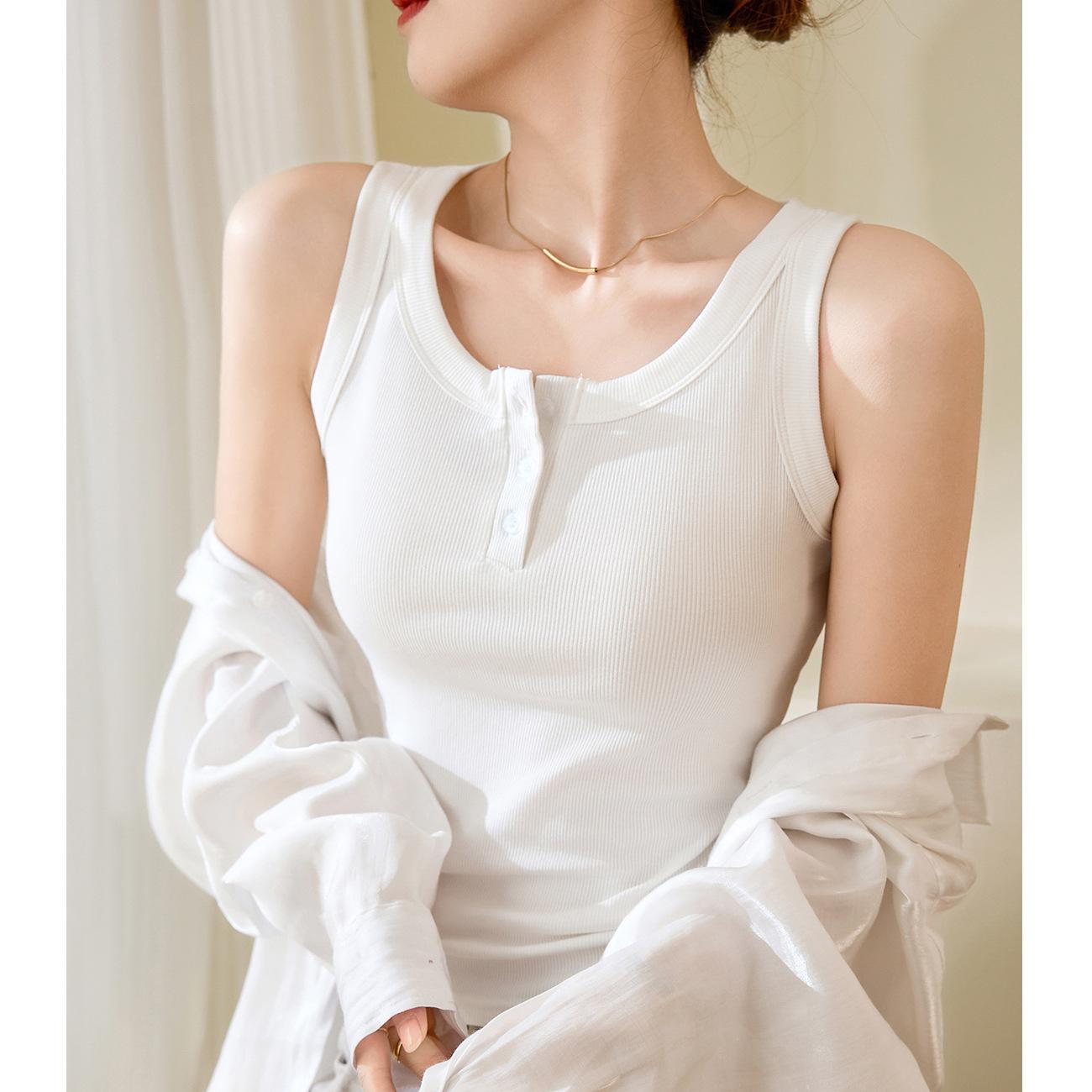 

Жилет из чистого хлопка для женщин в полоску на пуговицах на бретелях, прикрывающий вторичную грудь и защищающий от просвечивания, летняя футболка 2XL