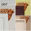 Cute Animal Door Ornament Funny Highland Cow Topper Sign, Are You Pooping Bathroom Decor, Farmhouse Style Accessories Peeking Corner for Restroom Home