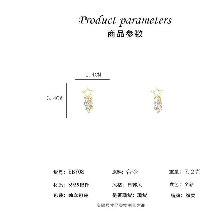 Galaxy Falling~ Light Luxury Temperament Versatile Star Fringed Earrings New Silver Needle Autumn and Winter Earrings Women