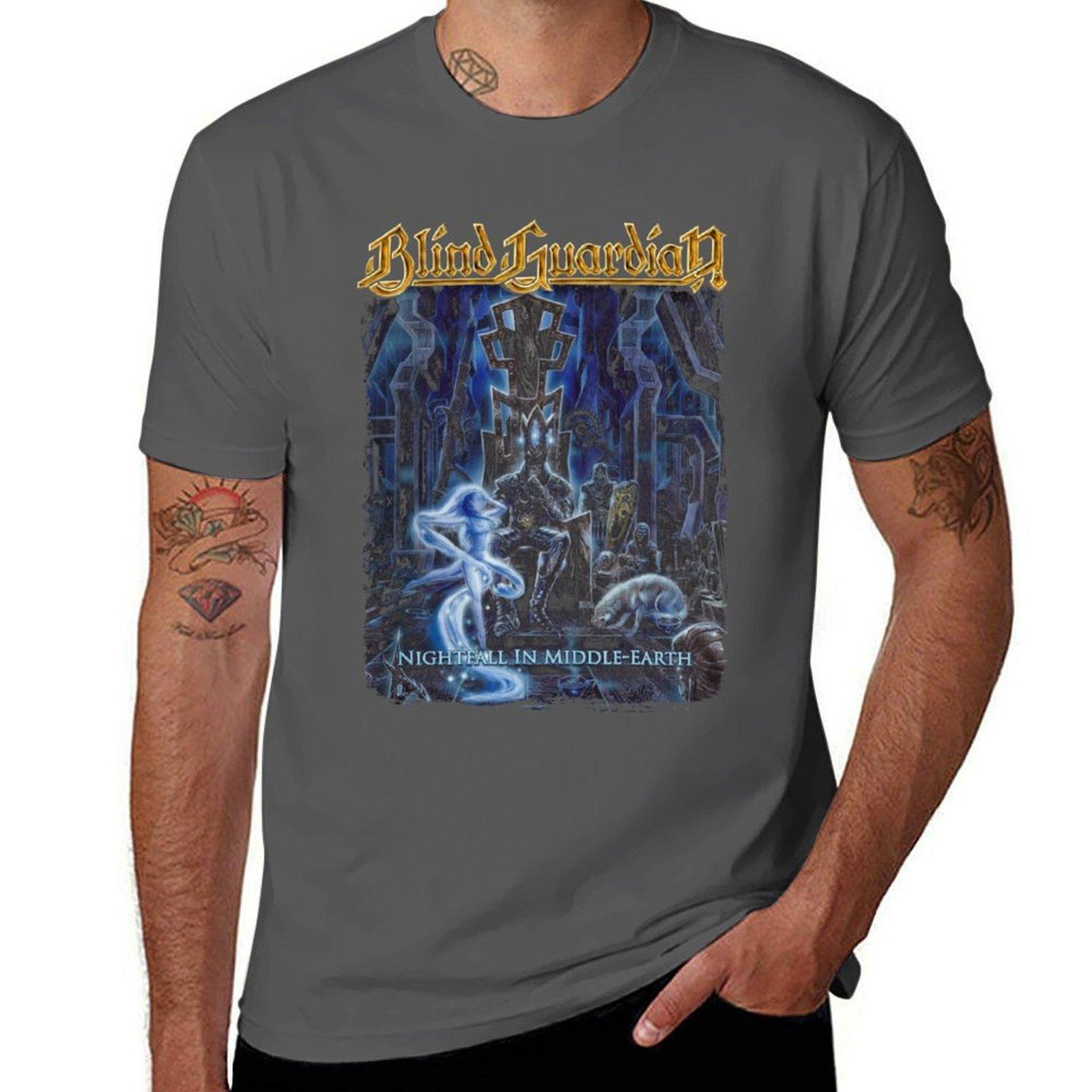

Blind Guardian - Нічна пора на Середзем ї Футболка бавовняна футболка 100% футболки для чоловіка футболки з принтом Футболка M
