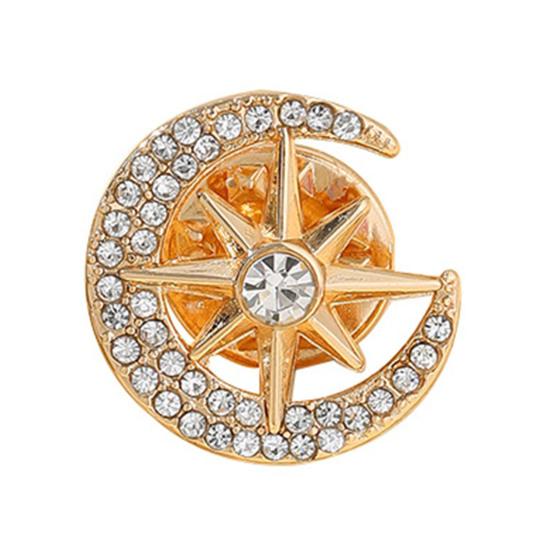 Moon Star Design Brooch Pin for Women, Rhinestones Inlaid Brooch Pin for Dress, Coat, Shawl, Zinc Alloy Badge for Mother, Wedding