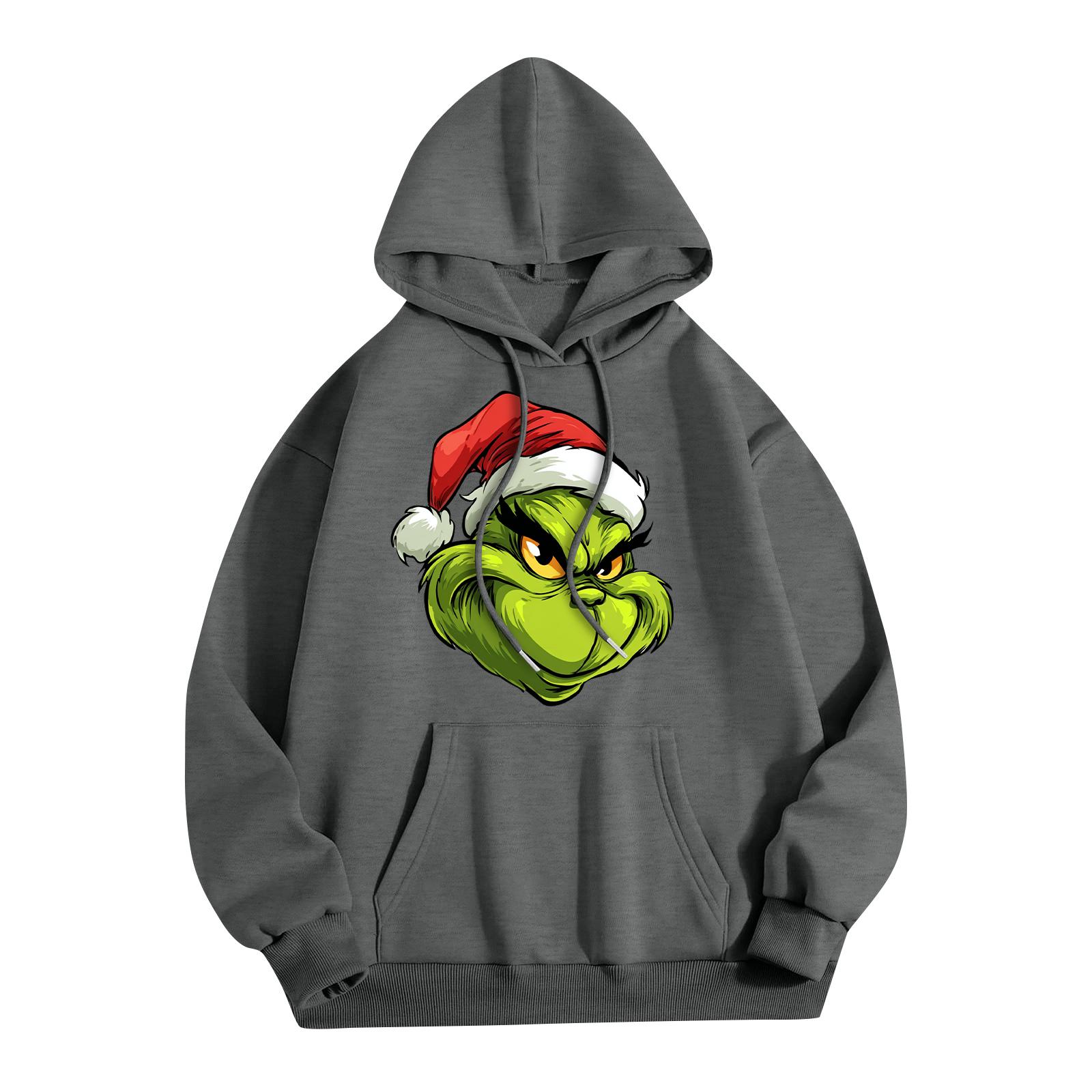 

Женская модная повседневная толстовка с капюшоном и карманами с рождественским принтом XXL