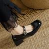 Fashion Women's Shoes Block Heel Square Toe with Medium Heels Japanese Style Lolita Mary Jane Gothic Chunky Buckle Ladies Footwear Trend