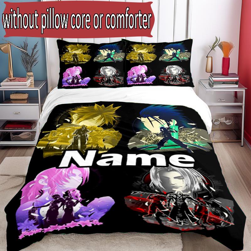 3pcs Duvet Cover Set (1*Duvet Cover + 2*Pillowcase, Without Core), Custom Name Final Fantasy Pattern Bedding Set, Home Bedroom Decor Gift