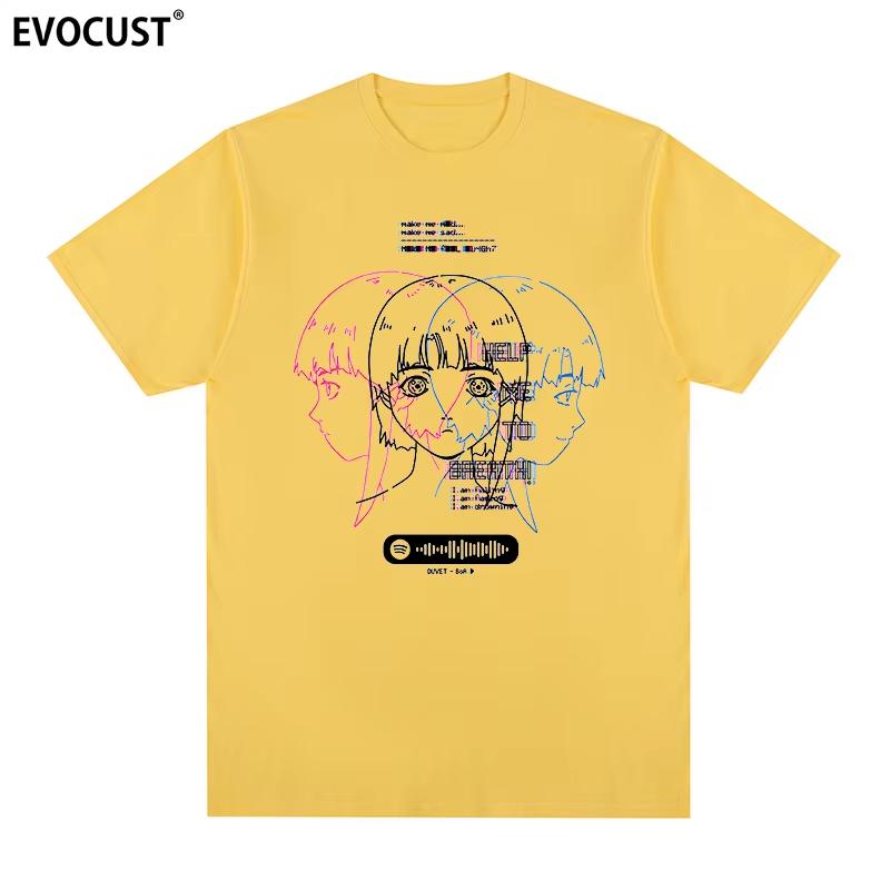 Serial Experiunisexts Lain Classic Japanese Glitch Aesthetic Unisexga Anime TShirt Unisex Unisexs Plus Size Casual Short Sleeve Tee