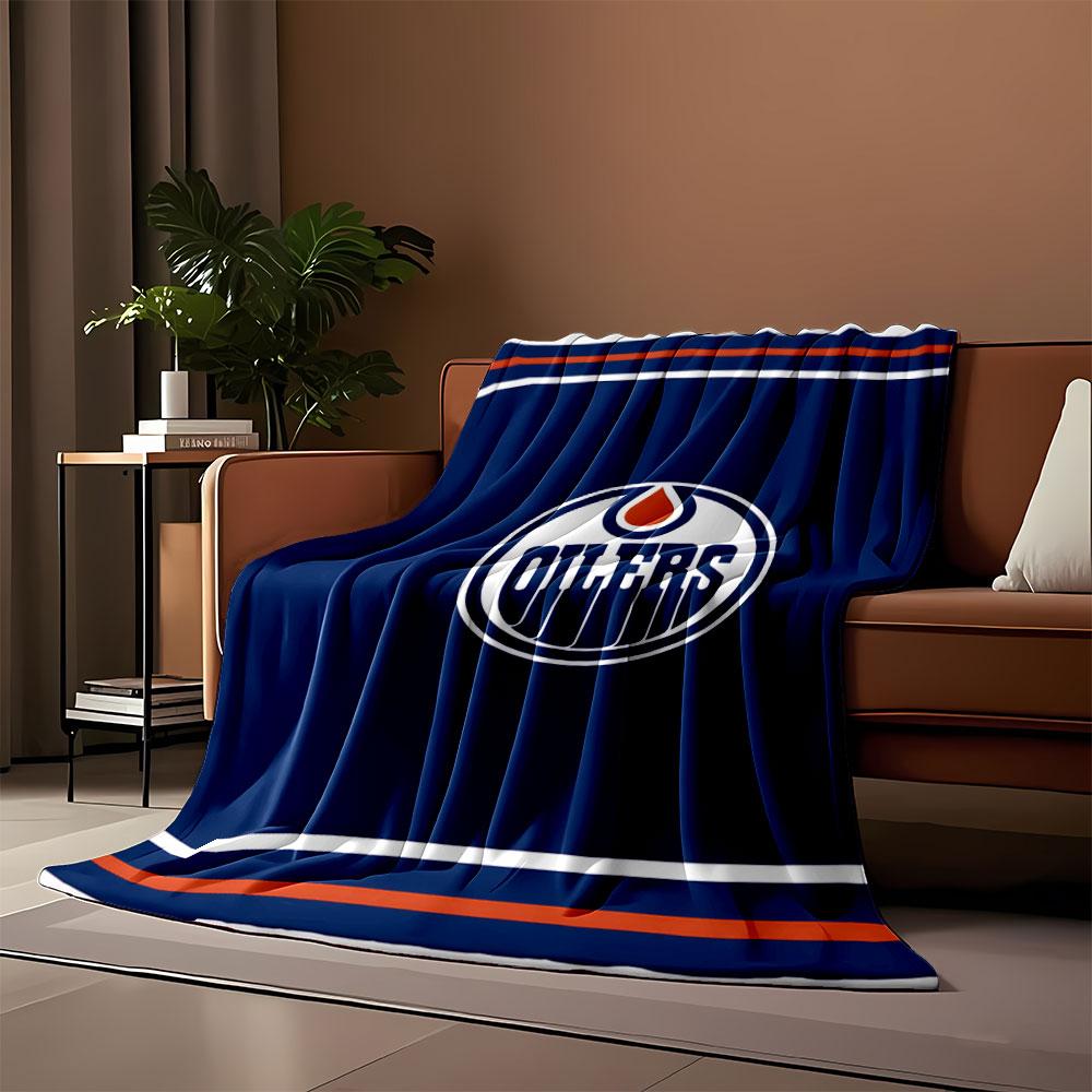 Oilers Blue Logo Blanket Print Blanket Soft and Cozy Perfect for the Living Room Bed Sofa or a Nap,gift