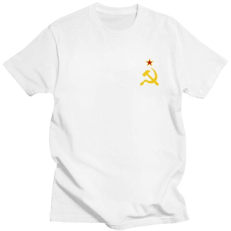 Custom Mens Russian Soviet Flag T Shirts ShortSleeve Cotton Tshirt Leisure CCCP USSR Hammer And Sickle Tee Slim Fit Clothing