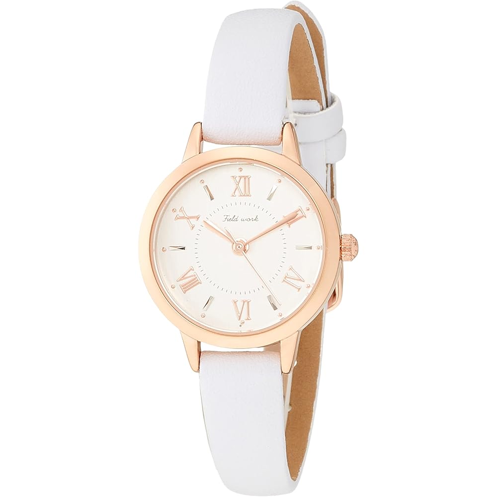 Fieldwork Analog Watch JN002-4 Pink Gold Leather Strap Women s Blue