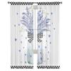 Cortinas transparentes xadrez com flores de lavanda aquarela para sala de estar, quarto, cortina de tule para cozinha, cortina cega de voile