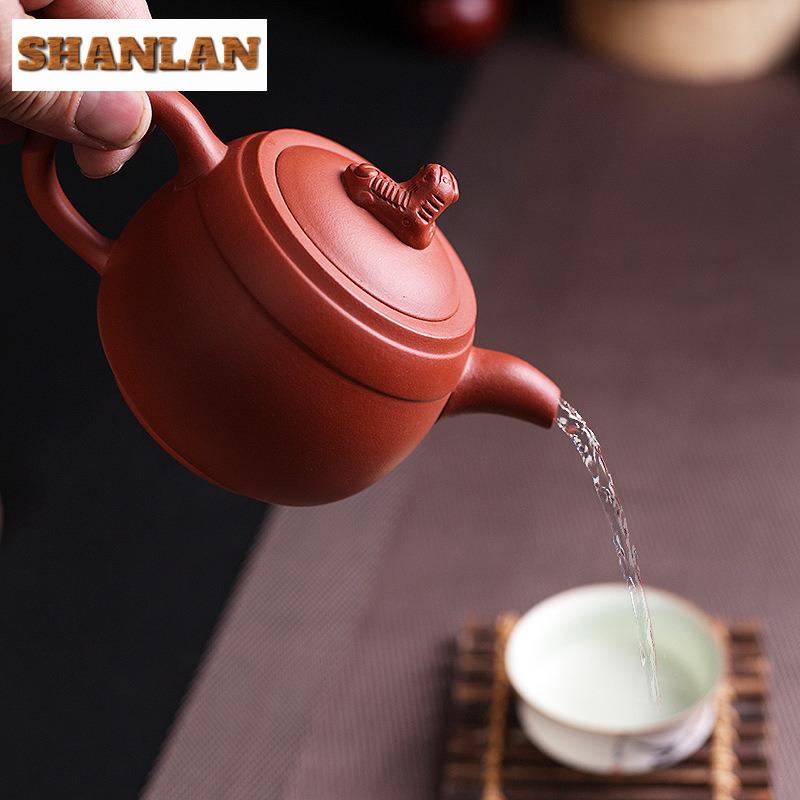 260ml Yixing Purple Clay Teapots Handmade Auspicious Beast Pot Raw Ore Red Clear Water Mud Kettle With Filter Zisha Tea Set Gift