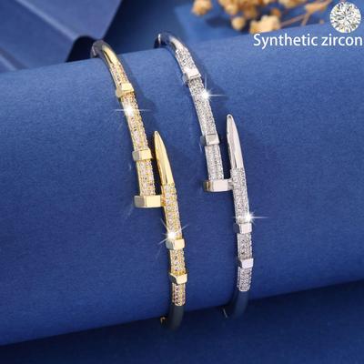 Exquisites europäisches & amerikanisches Zirkon-Nagelarmband: Hochwertiges offenes Design