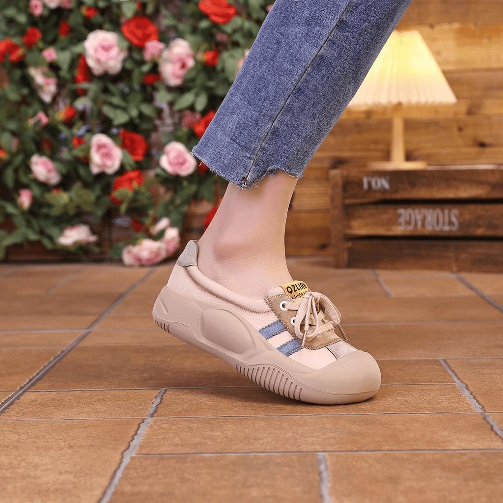 Old Handmade height increase 4cm 2025 summer lace-up retro casual little white shoes platform soft leather versatile single shoes women