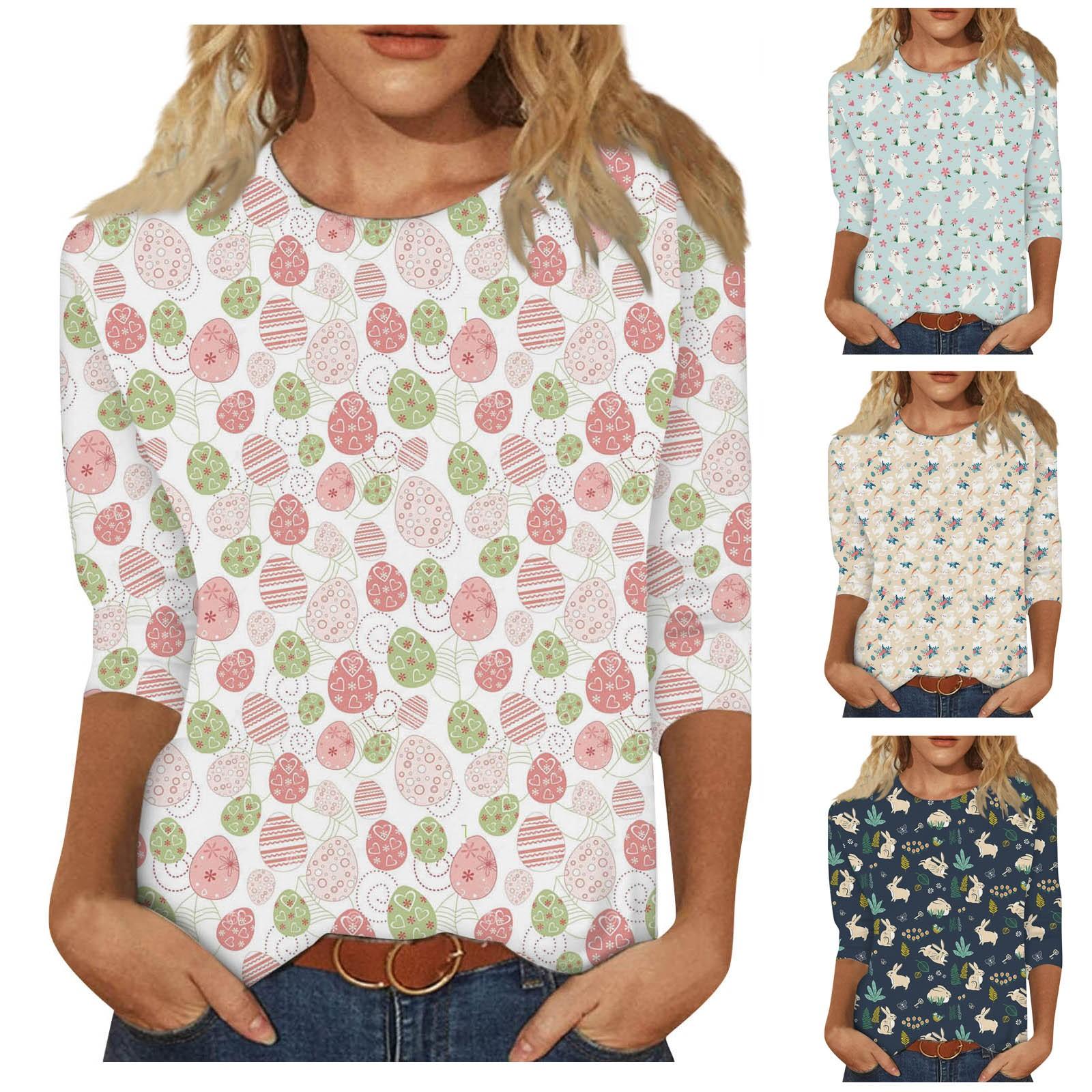 

Женская модная повседневная блузка с рукавами три четверти и круглым вырезом, пуловер