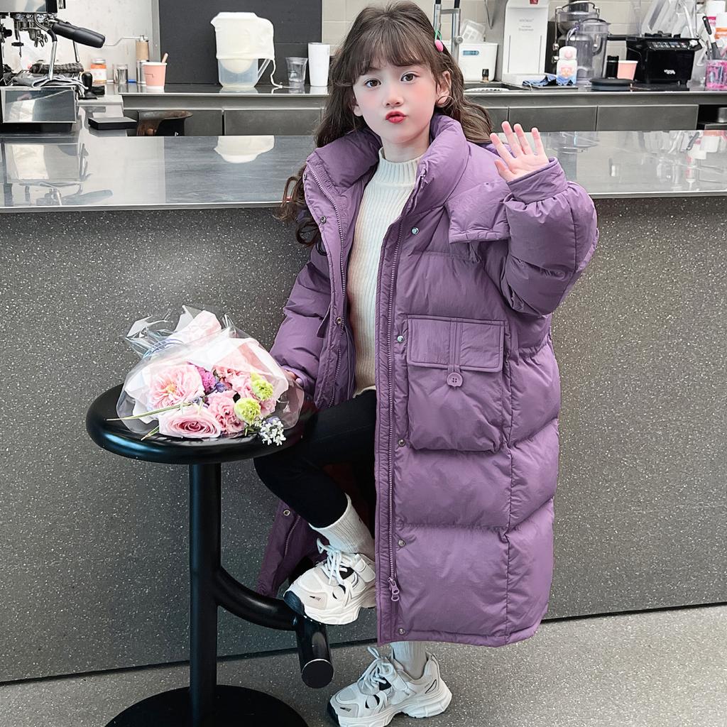 Dívčí podzimní a zimní silná teplá jednobarevná bunda