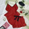 Women's Summer Silk Satin Pajama Set Sexy Camisole Shorts Loungewear Lightweight Breathable Sleepwear