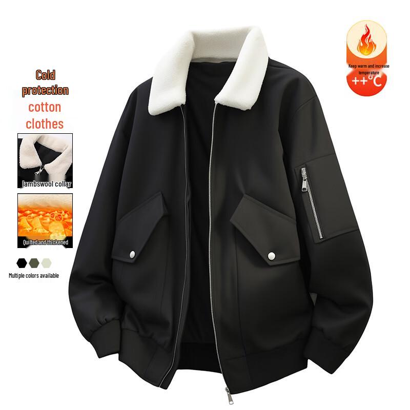 

MEDE Men s Plus Size Lamb Fleece Lapel Padded Workwear Jacket XL