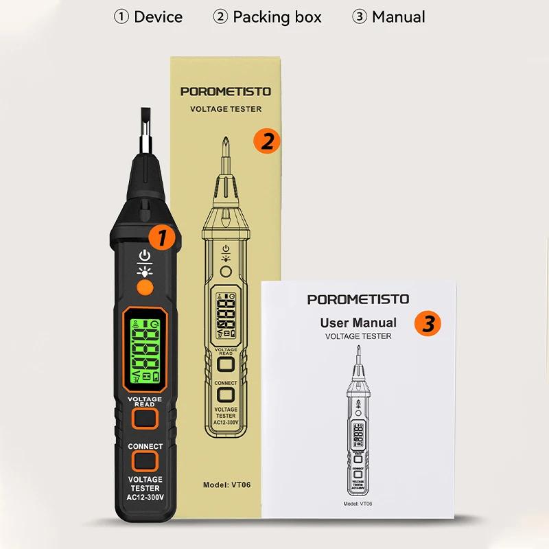 

POROMETISTO VT06 AC 12-300V Voltage Detector Electrician Test Screwdriver AC Non-contact Induction Test Pen Voltage Tester