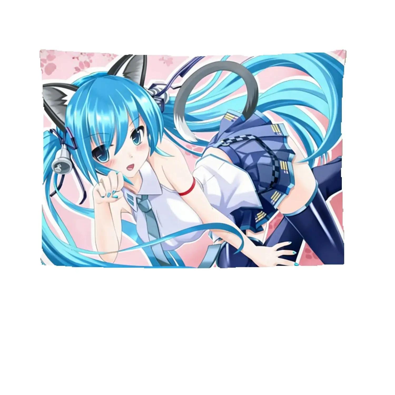 

Blue Twintailed Cat Girl Bohemian Style Tapestry Cute Aesthetic Wall Hanging Decor for Bedroom 74x94cm(29x37in)