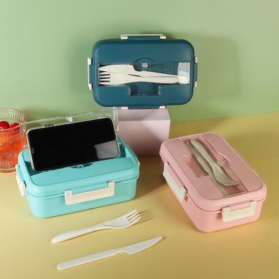 Office Worker Portable Lunch Box, Student Lunch Box, Three-compartment Plastic Bento Box, Sealed Microwave Oven Heating Lunch Box