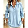 Damen S Waffelstrick Langarm Pullover T-Shirt Lässig Lockerer Schnitt