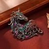 1Pc Luxury Rhinestone Horse Brooches Women Men Vintage Colorful Crystal Handsome Alloy Brooch Badge Pin New Year Jewelry Gift