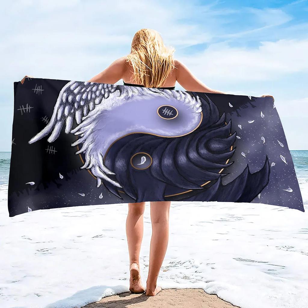Beach Towel Yin and Yang Digital Art Quick Dry Towel Sand Proof Beach Towels Super Absorbent for Travel Pool Camping Yoga Sports
