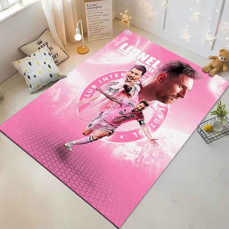 Lionel Messi Pink Inter Miami Graphic Rug Non-slip Rug Suitable for Living Room and Bedroom Sofas