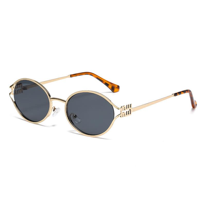 European Style Oval Hollow Sunglasses For Women With Uv400 Protection And Metal Frame For Fashionable Outings