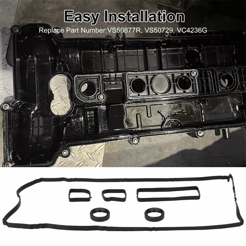 1Set Valve Cover Gasket Set For Ford Ecosport / Focus Vs50877R Vs50729 Vc4236G Black Car Accessories