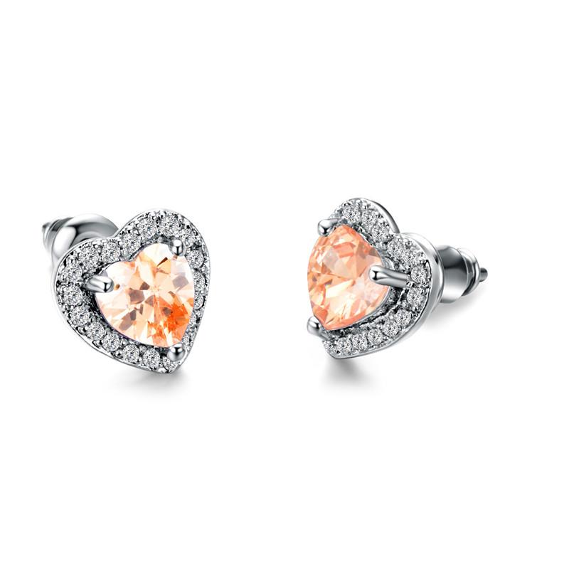 

Luxury Female Black/Green/Red/White Stud Earring Fashion Color Small Heart Earrings For Women Vintage Wedding Jewelry