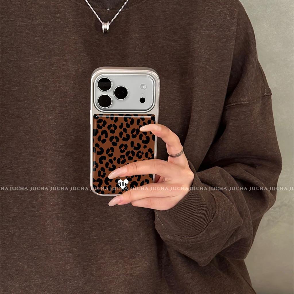Applicable to iphone17 mobile phone case, all-inclusive, Apple 16Pro non-collision 15 super fire 14 brown bottom leopard print