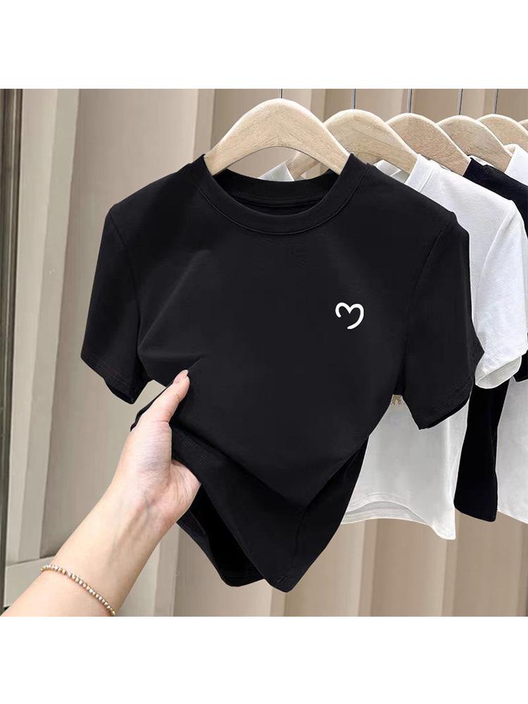 Women's Coffee Short-Sleeve Brushed Cotton T-Shirt - Versatile Simple Fashion for Spring, Summer, Autumn 2026