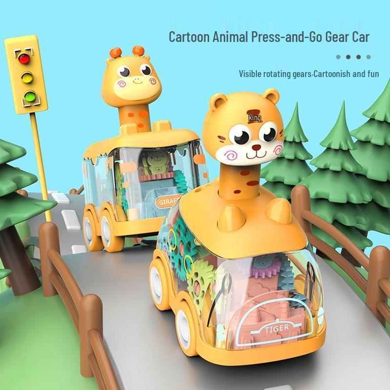 Educational Baby Car Toy for 0-1.5 Years - Cartoon Animal Design with Lights
