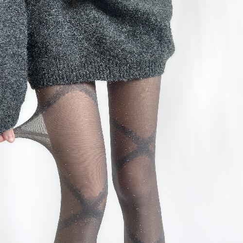 Spring Summer Nylon Mesh Women Tights Stockings Cross Line Punk Style Women Pantyhose Lace Tights Night Club Party Accessories